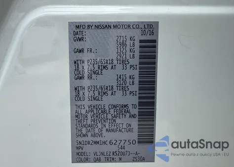 2017 Nissan Pathfinder S from USA, damaged, VIN 5N1DR2MM1HC627750